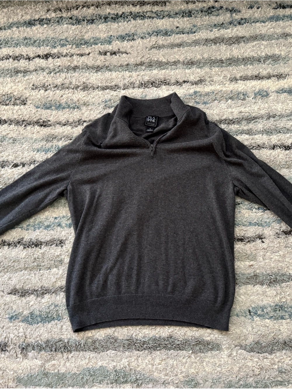Jos. A. Bank Charcoal Zip-Front Men's Sweater